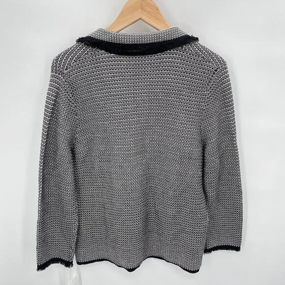 Belford NWT Pima Cotton Tweed 2 Button Jacket Blazer with Fringe #204350 // M - Picture 11 of 13